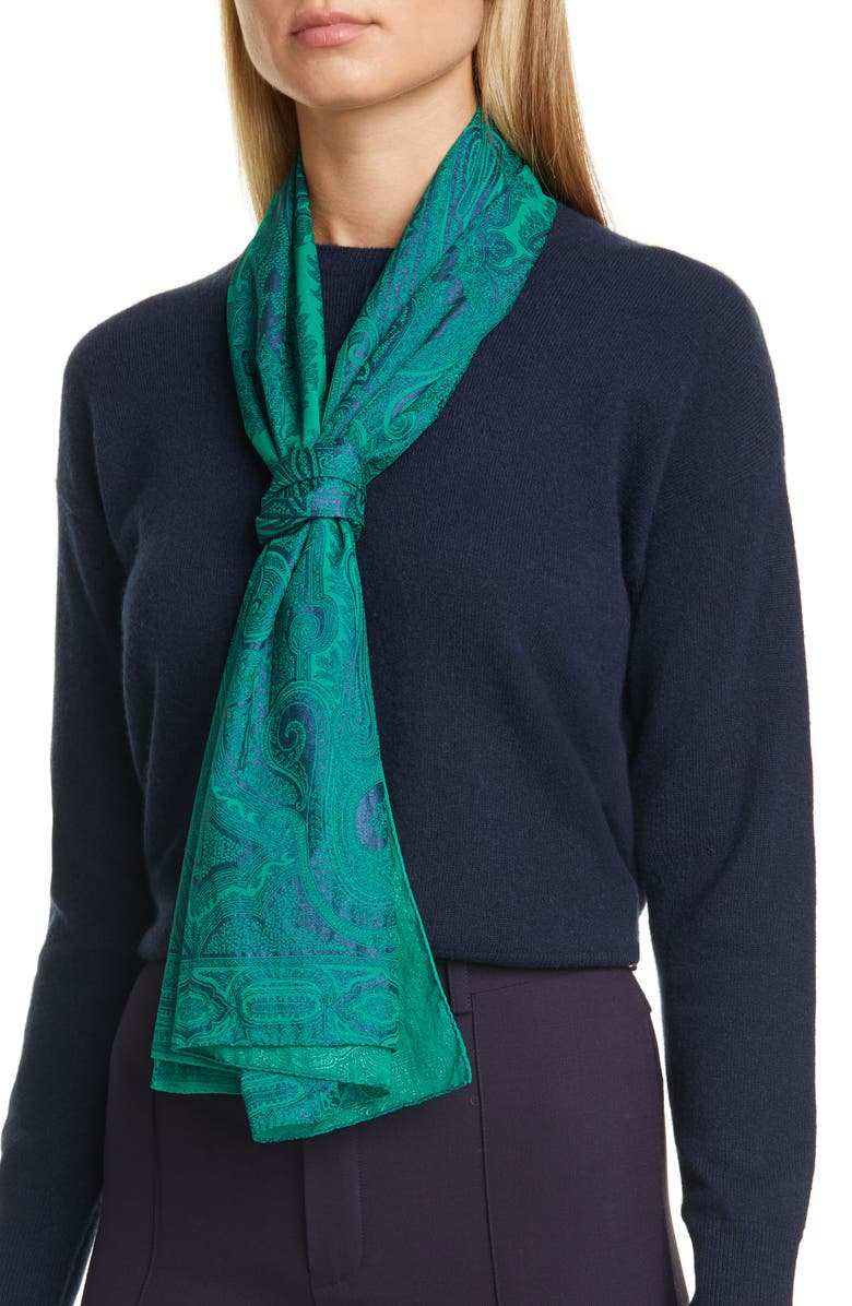 Etro Delhy Floral Silk Scarf, Alternate, color, 