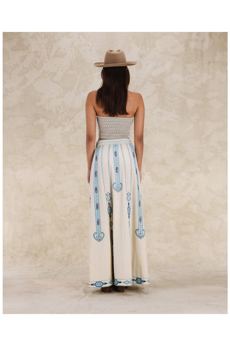 Nicea Bi-Color Embroidery Skirt, Alternate, color, OFF WHITE