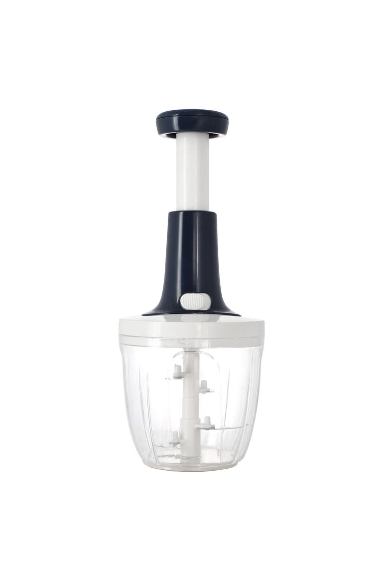 9x5" Push Top Stainless Steel Vegetable Chopper in Navy, Main, color, Blue