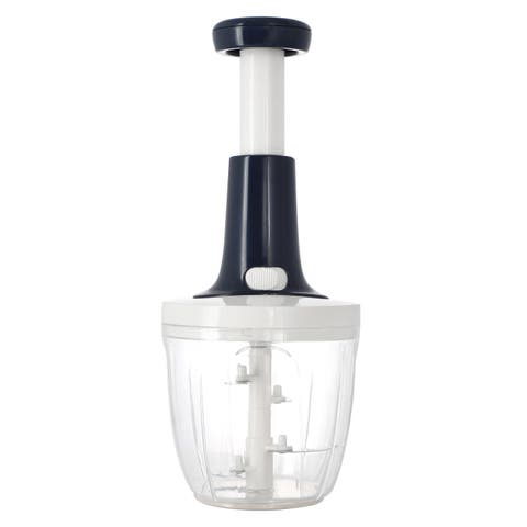 9x5" Push Top Stainless Steel Vegetable Chopper in Navy