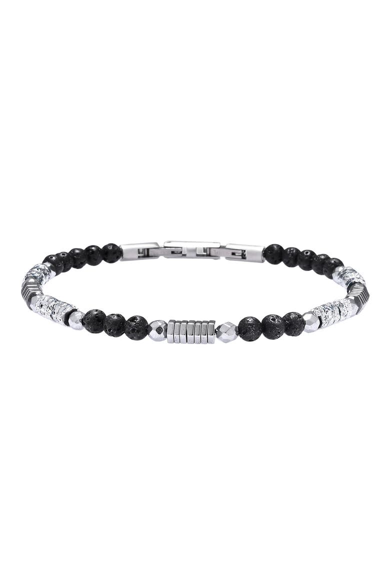 Jaxon Lava Beaded Bracelet, Main, color, SILVER/ BLACK