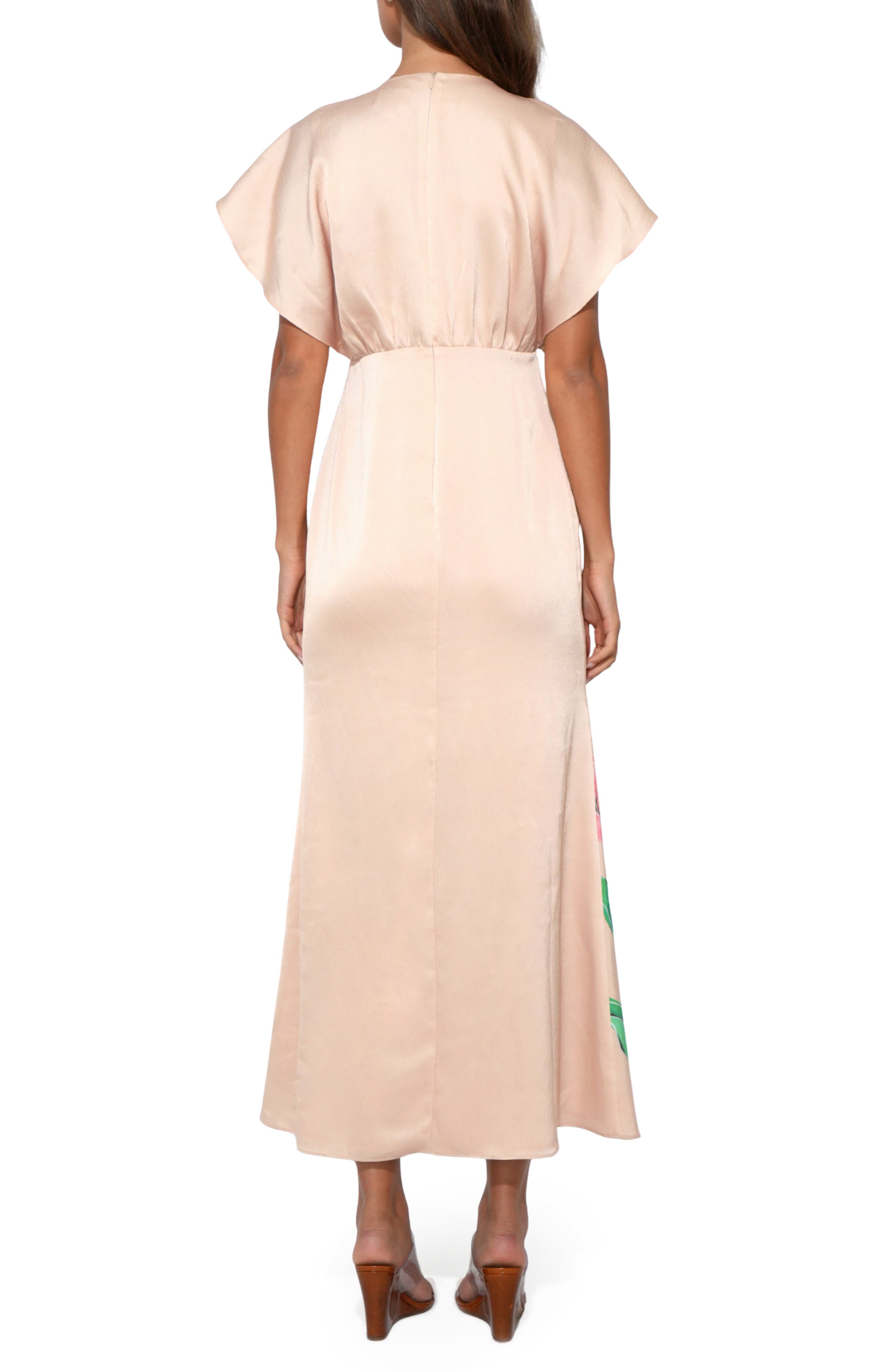 Madelyn Floral Flutter Sleeve Satin Maxi Dress - image 2