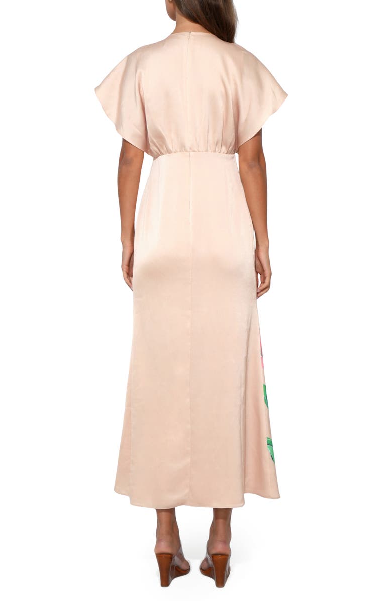 Adelyn Rae Madelyn Floral Flutter Sleeve Satin Maxi Dress, Alternate, color, Floral Print