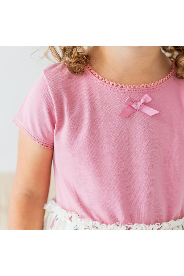 Rose Bow Short Sleeve Tutu Dress, Alternate, color, Mauve