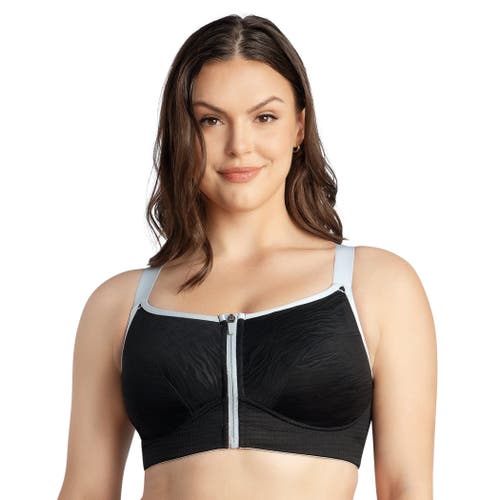Parfait Wave Wire-free Zip Front Sports Bra In Black