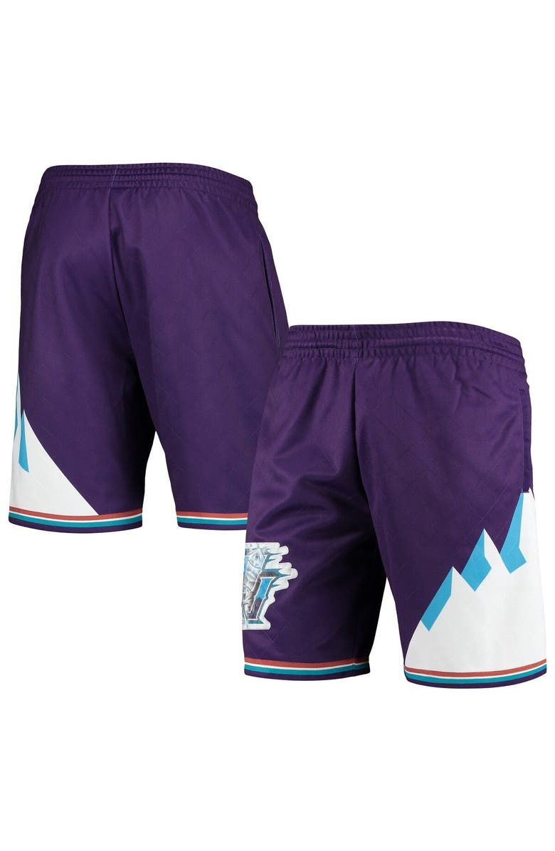 Mitchell & Ness Men's Mitchell & Ness Purple Utah Jazz 1996 Hardwood Classics 75th Anniversary Swingman Shorts, Main, color, Purple