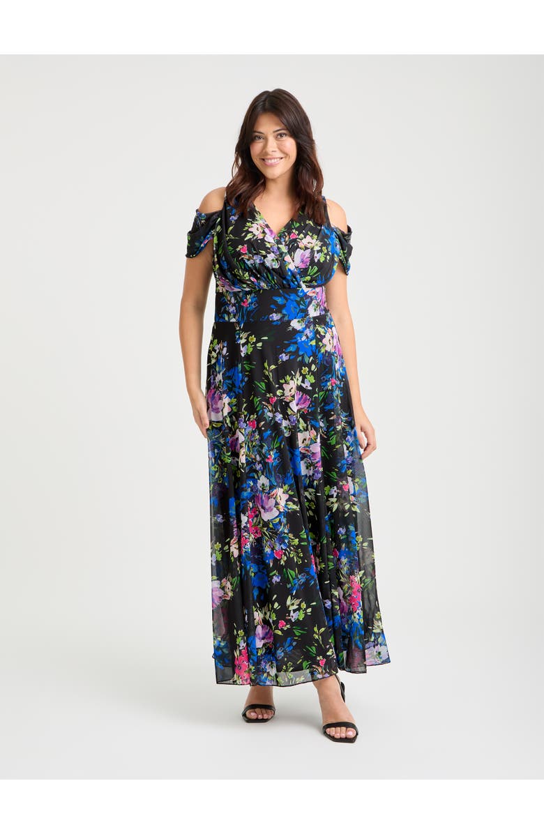 Scarlett & Jo Jasmine Cold Shoulder Maxi Dress, Main, color, Black Multi
