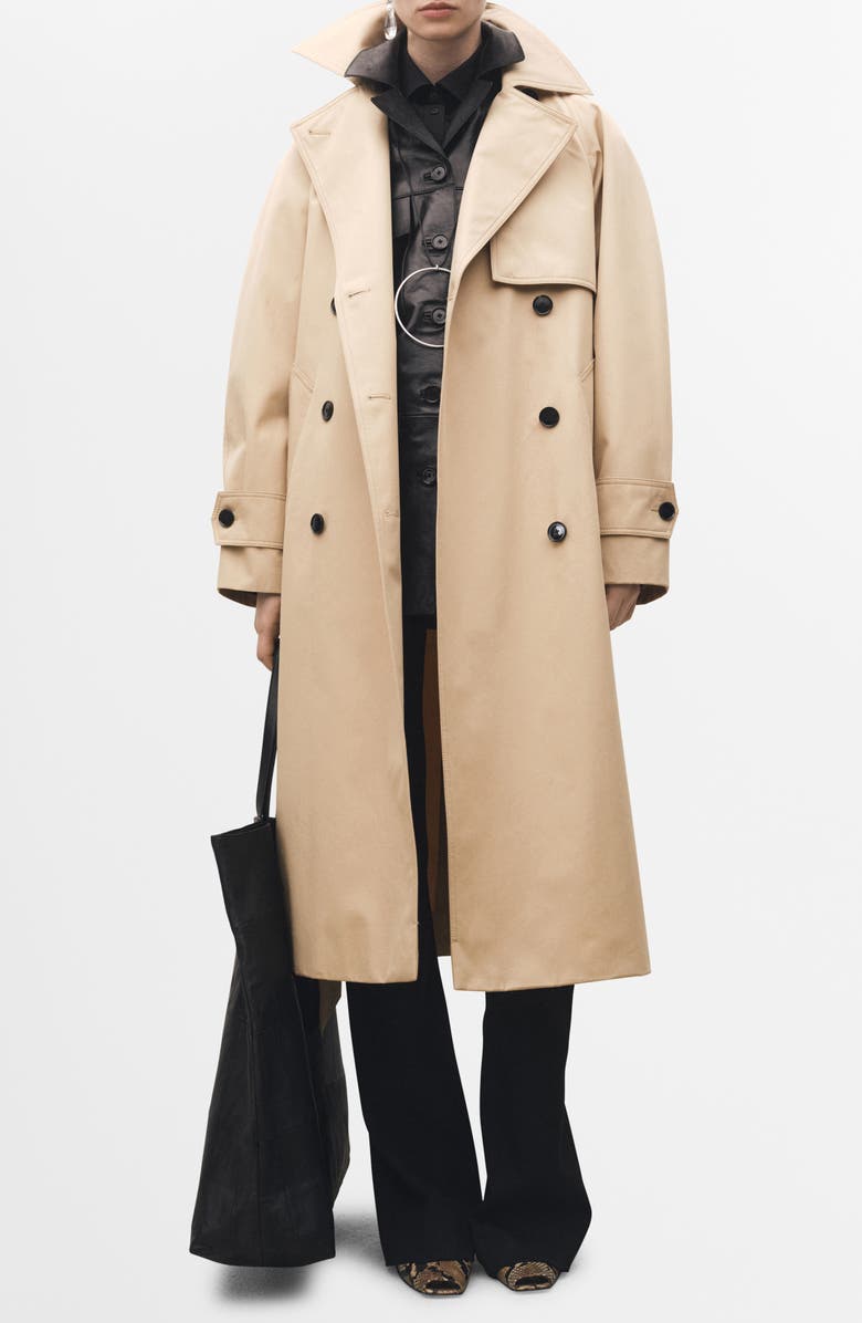 MANGO Oversize Long Cotton Trench Coat, Main, color, 