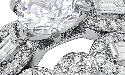 Hmy Jewelry Round Simulated Diamond Pavé Stacked Ring In Metallic