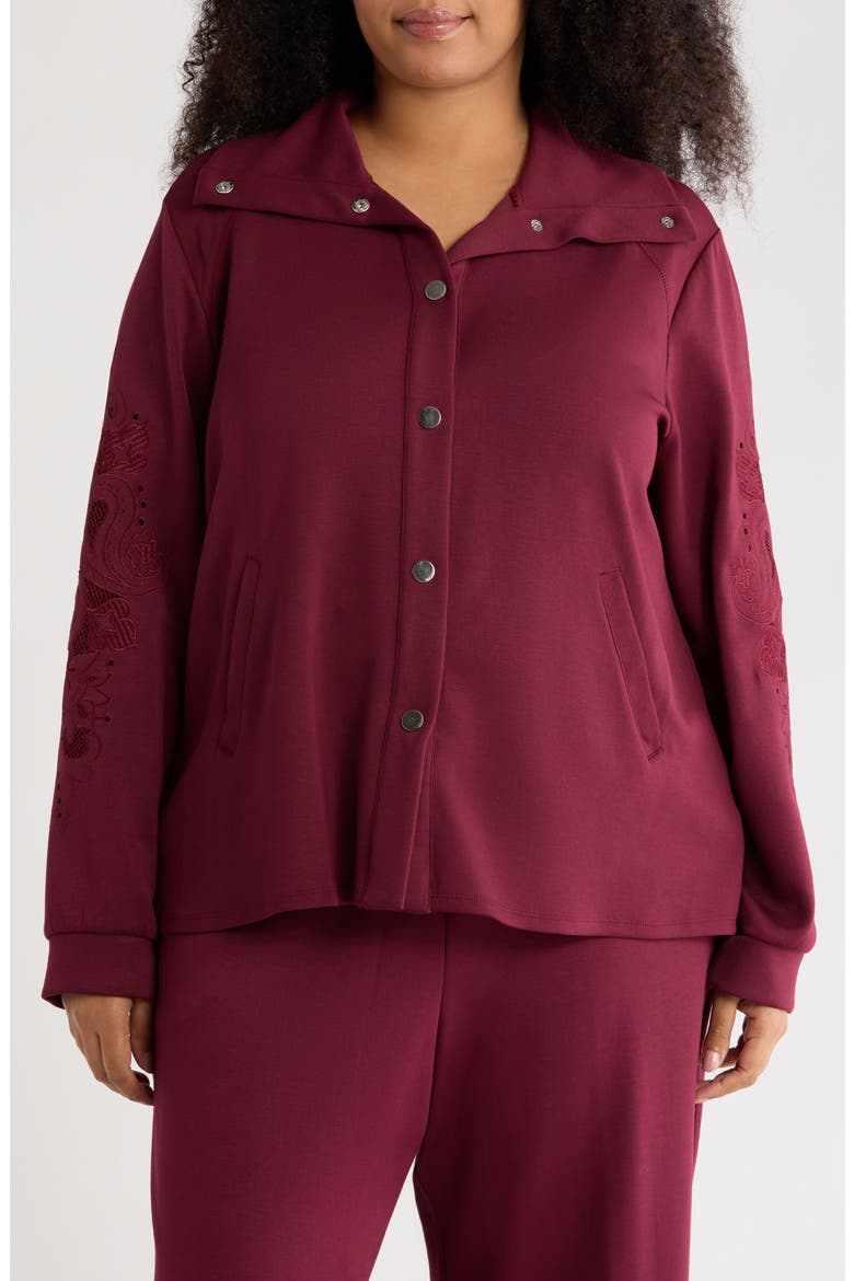 Novelty Scuba Knit Jacket, Main, color, RAISIN