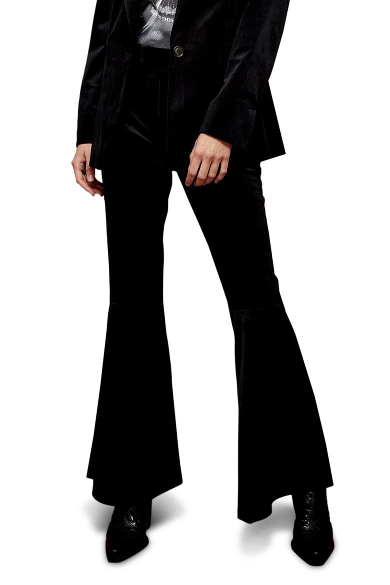 Flare Velvet Suit Pants, Main, color, BLACK