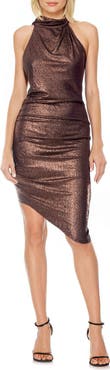 Jewel Badgley Mischka Metallic Asymmetric Cocktail Dress