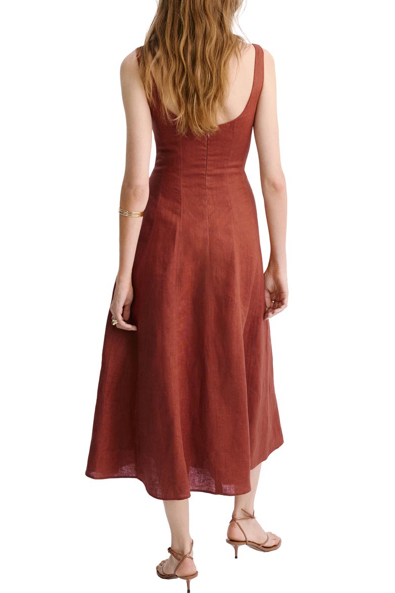 Sleeveless A-Line Midi Dress, Alternate, color, BURNT ORANGE