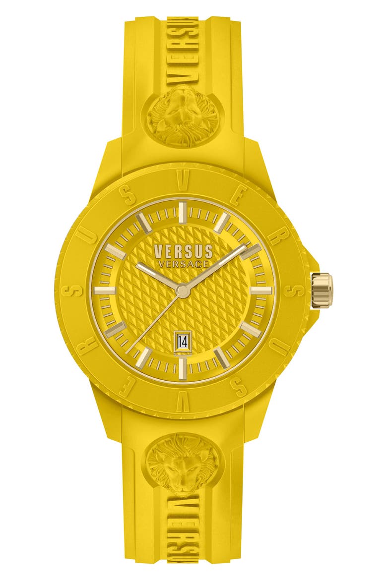 Versace Men's Tokyo R Silicone Strap Watch, 43mm x 10.5mm, Main, color, YELLOW