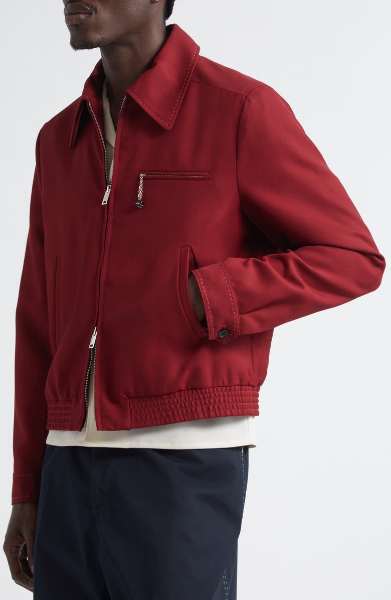 Second Layer Logo Dice Virgin Wool Bomber Jacket, Alternate, color, Burgundy Red 3021