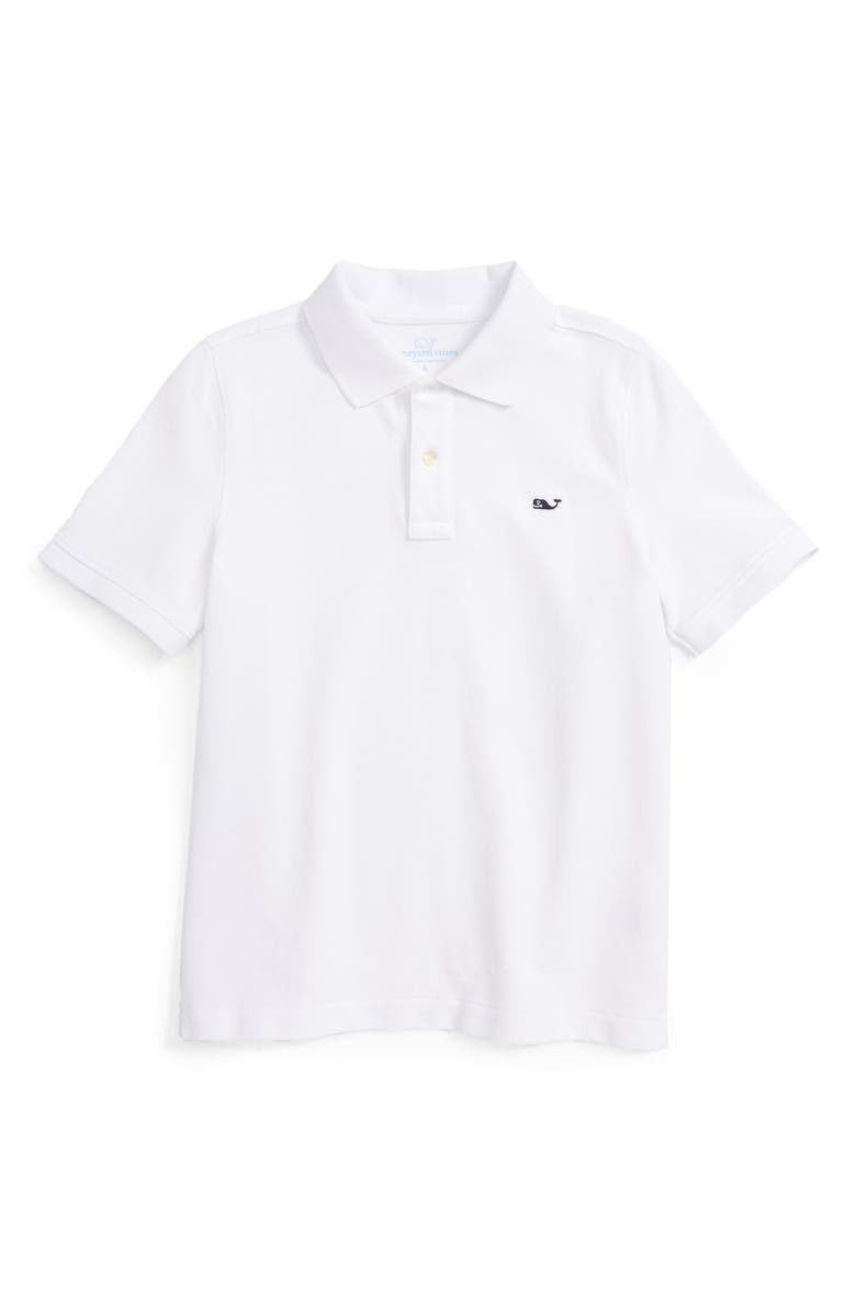 vineyard vines Kids' Classic Cotton Piqué Polo, Main, color, White Cap