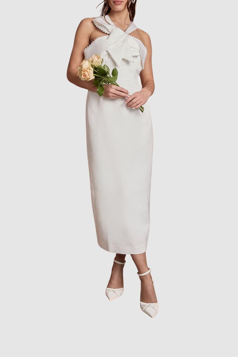 Halter Neck Wedding Dress, Alternate, color, Ivory