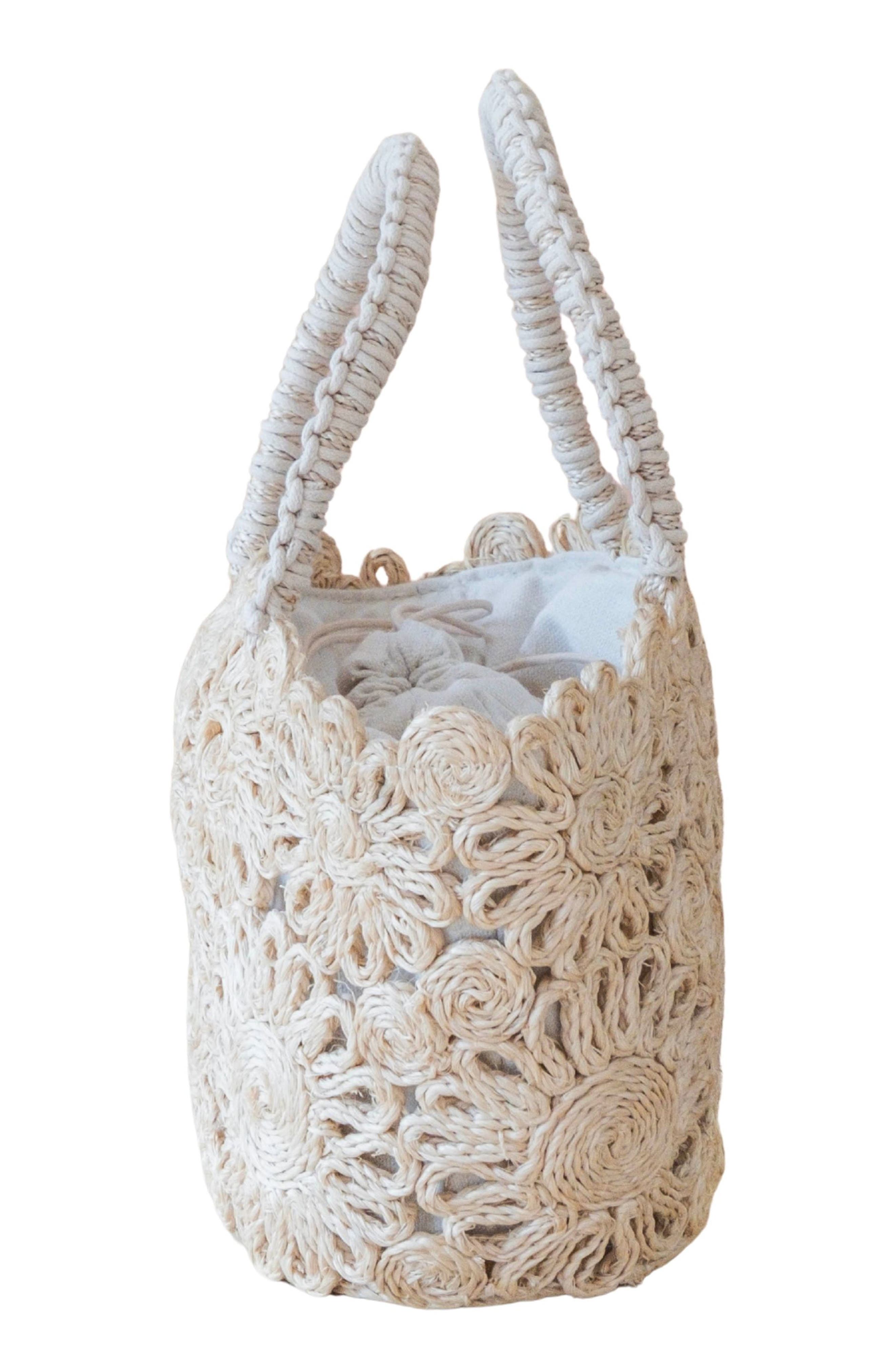 LIKHA Abaca Small Floral Weave Tote, Alternate, color, 