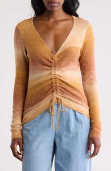 DR2 by Daniel Rainn Cinch Front Long Sleeve Ombré Sweater