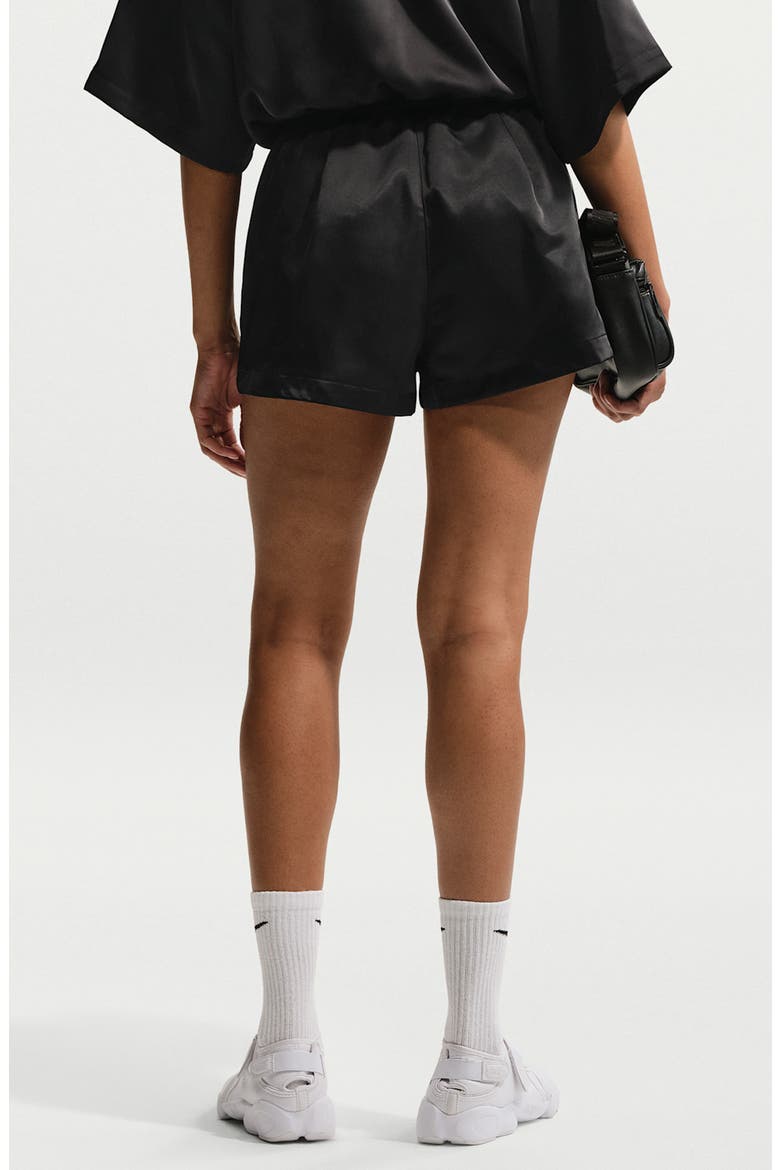 Embroidered High Waist Shorts, Alternate, color, BLACK/ BLACK