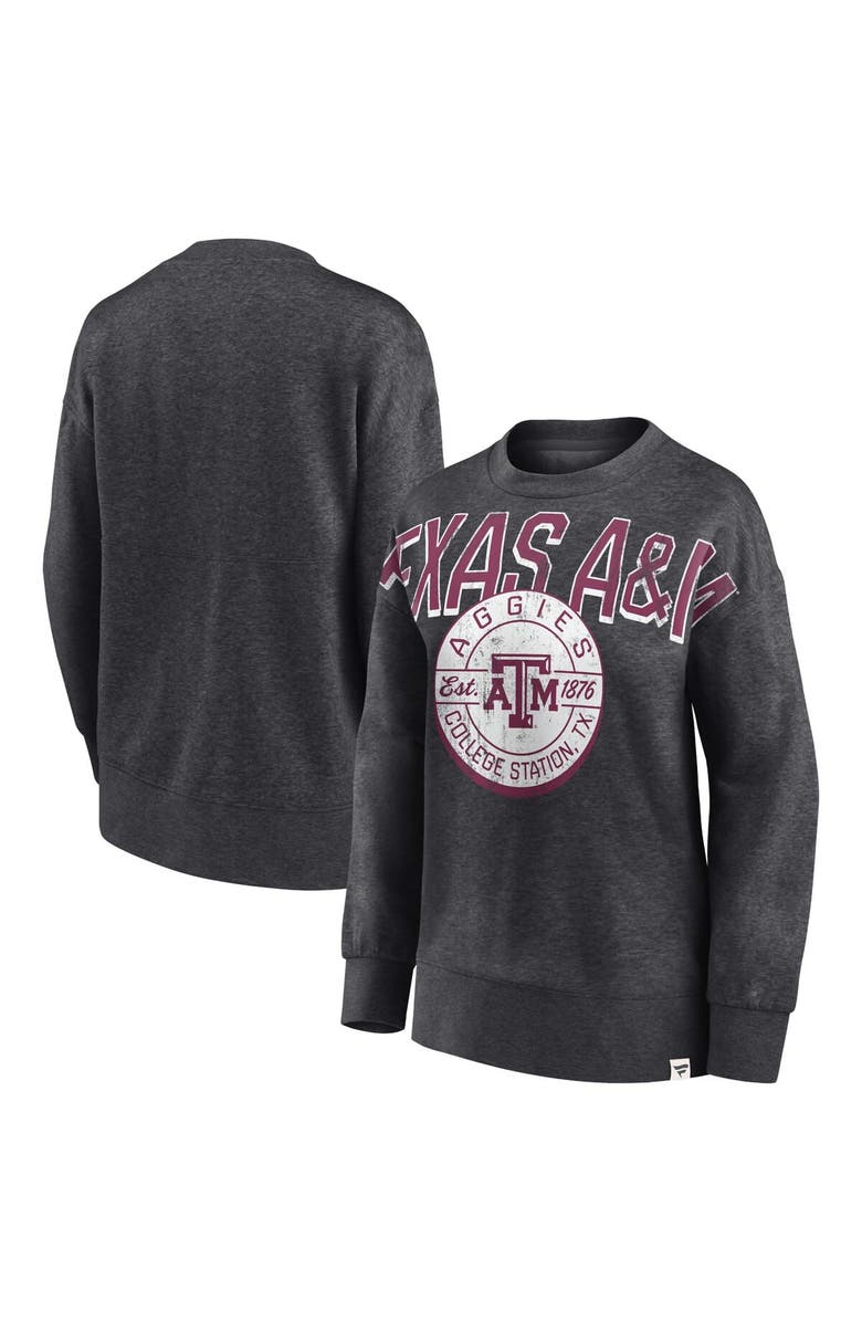 FANATICS Women's Fanatics Branded Heathered Charcoal Texas A&M Aggies Jump Distribution Pullover Sweatshirt, Main, color, Heather Charcoal