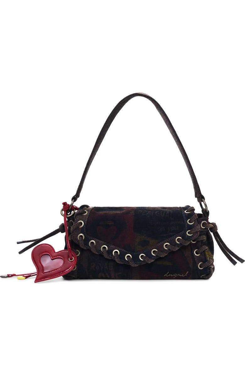 Desigual Graffiti Lips Denim Crossbody, Main, color,