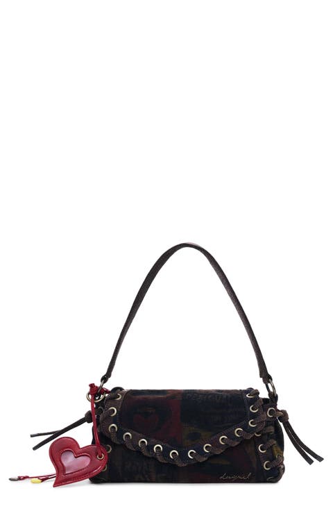 Graffiti Lips Denim Crossbody