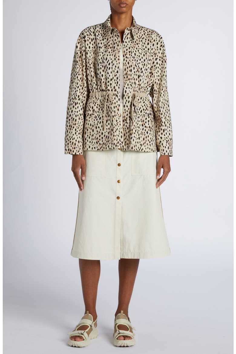 Snap Front Twill A-Line Skirt, Alternate, color, WHITE