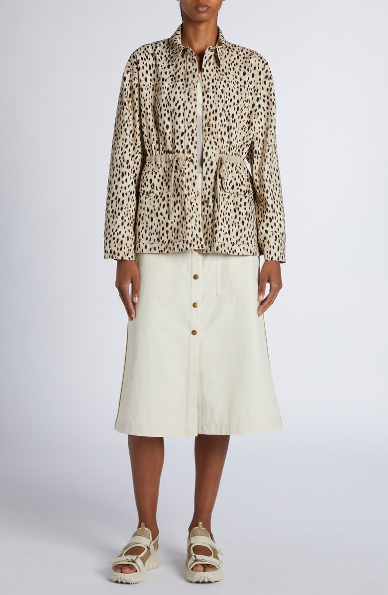 Moncler Snap Front Twill A-Line Skirt, Alternate, color, 