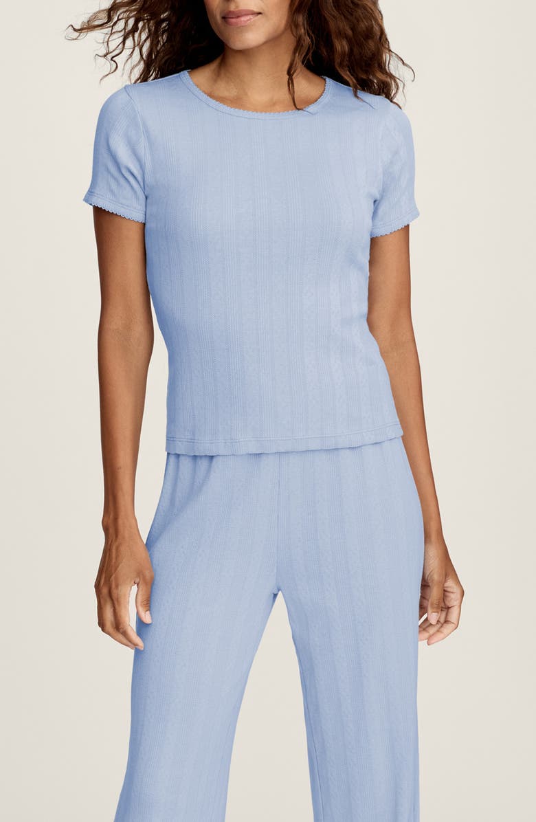 Petite Plume Pima Cotton Pointelle T-Shirt, Main, color, Blue