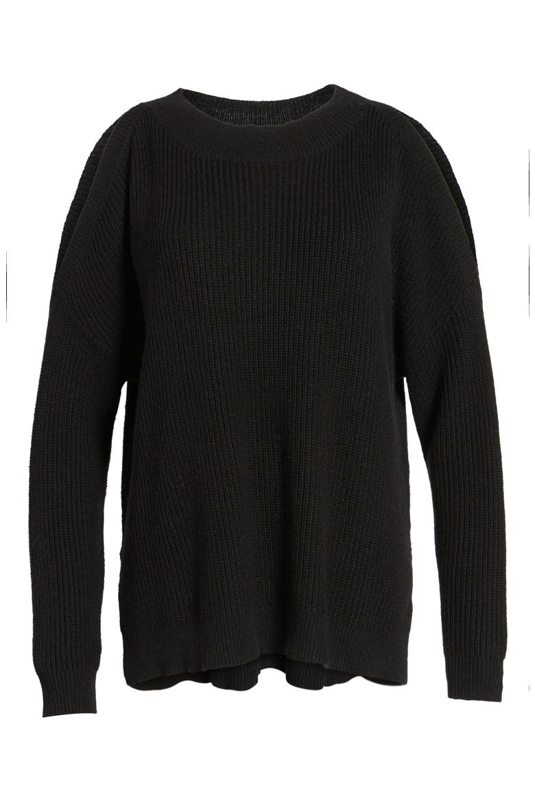 Cold Shoulder Tunic Sweater, Alternate, color, BLACK