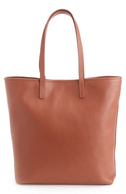 Tall Leather Tote with Wristlet