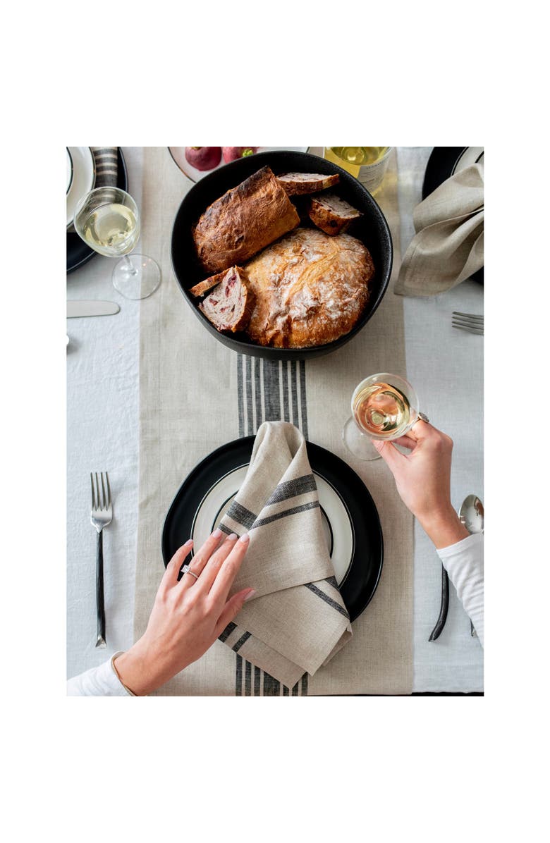 Solino Home Linen Table Runner for Dining Table, Holiday and Everyday Table Decor - Farmhouse, Alternate, color, Black And Natural