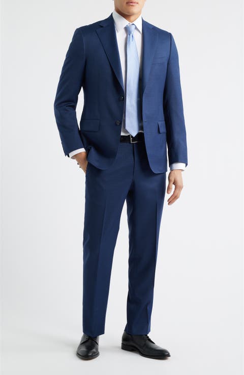 Textured Dark Blue Wool Suit (Regular & Big)