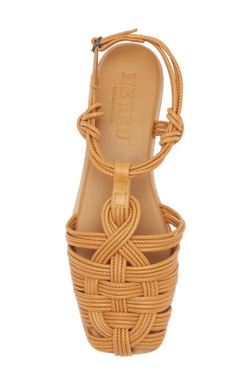 Hereu Square Toe Flat Sandals In Light Camel