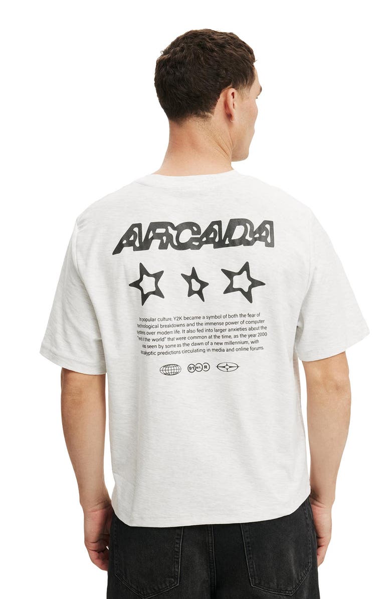 Cotton On Men's Cropped Fit Graphic T-Shirt, Alternate, color, White Marle Arcada