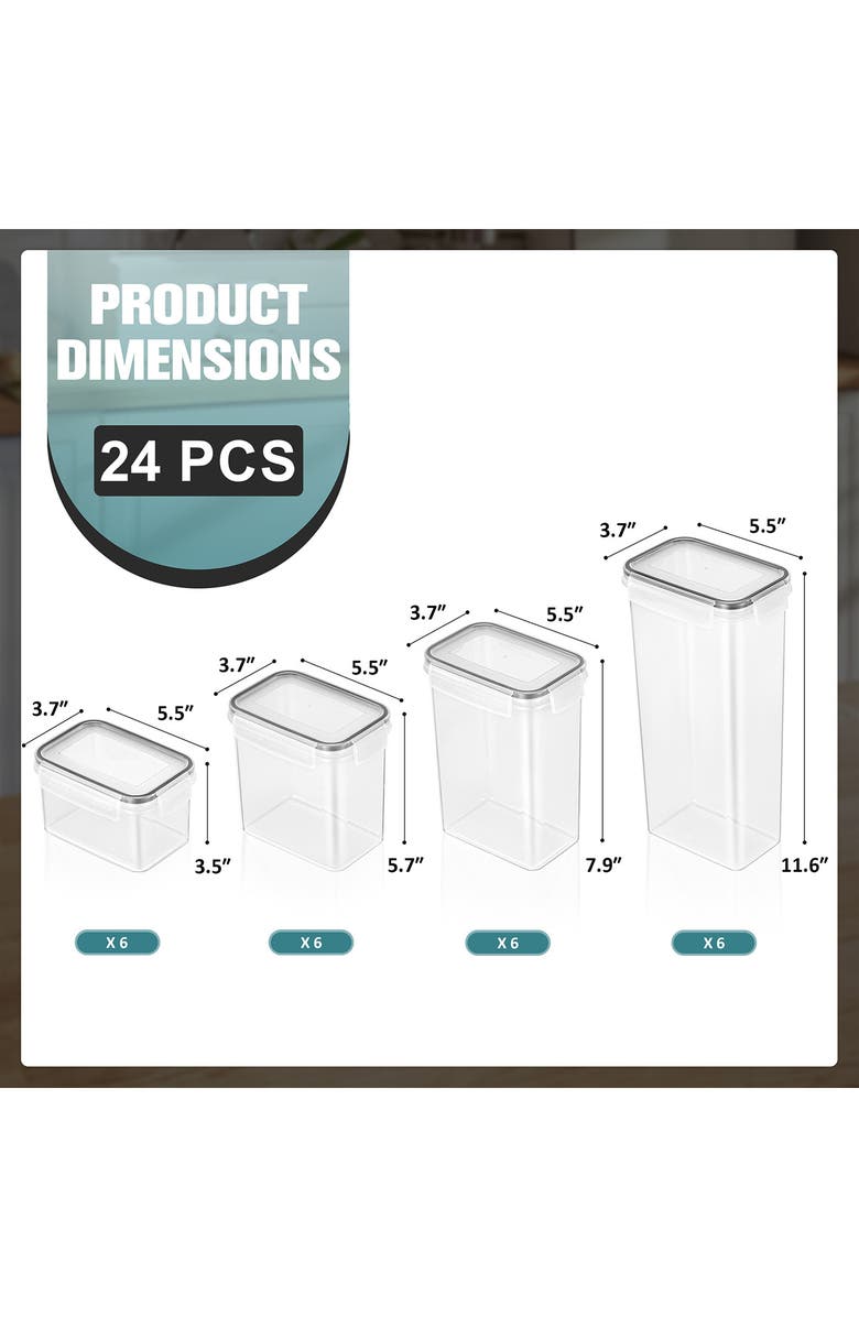 SORBUS 24-Pack Airtight Dry Food Storage Containers, Alternate, color, Clear