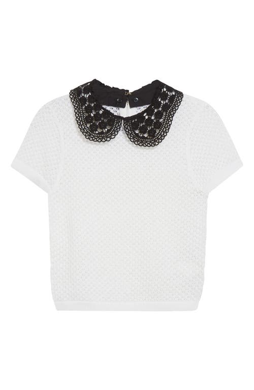 Alice And Olivia Ciara Short Sleeve Sweater In White