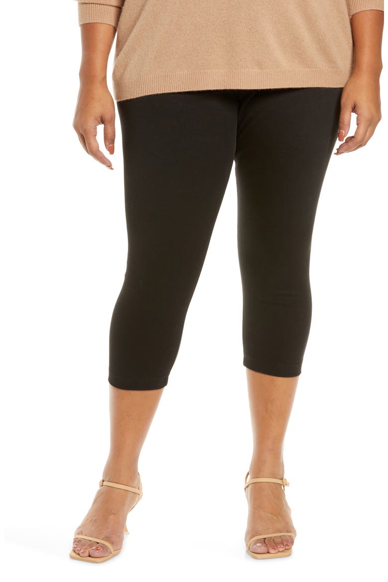'Lyssentials Denim Capri Leggings, Main, color, BLACK