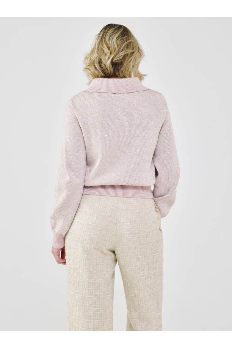 Sequin-Kissed Cotton Cardigan, Alternate, color, Dusty Pink