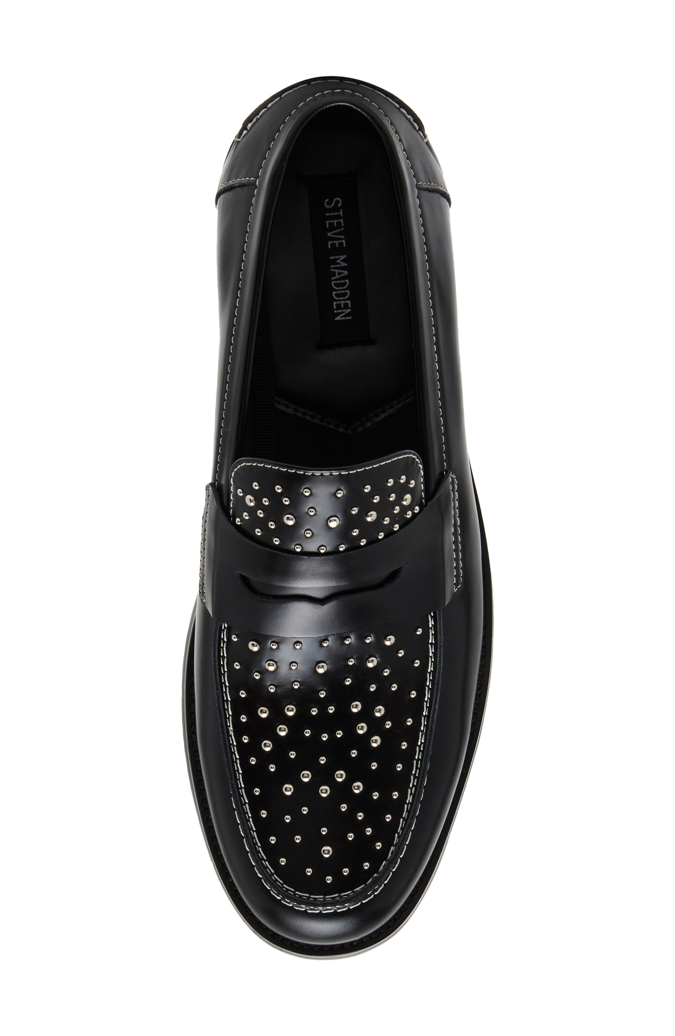 Natan Penny Loafer, Alternate, color, BLACK/ SILVER STUD