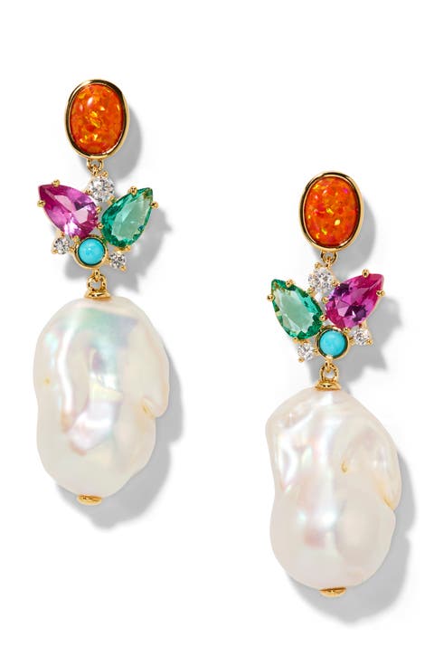 Frieda Cubic Zirconia & Freshwater Pearl Drop Earrings