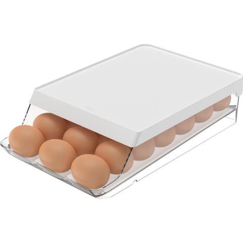 Rolling Clear Stackable Egg Holder Organizer