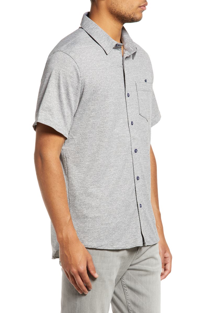 7 Diamonds Vision Of Love Slim Fit Stretch Solid Short Sleeve Button-Up Shirt, Alternate, color, 