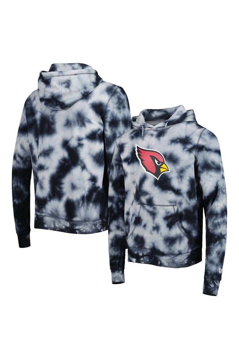 Men's New Era Black Arizona Cardinals Team Tie-Dye Pullover Hoodie, Main, color, Black