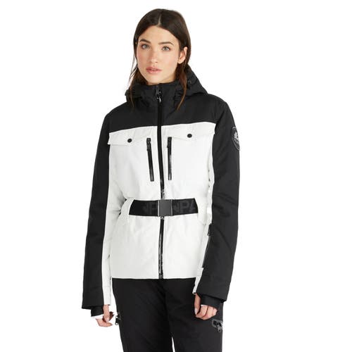 Pajar Gabbi Belted Ski Jacket with Fixed Hood in White Op 