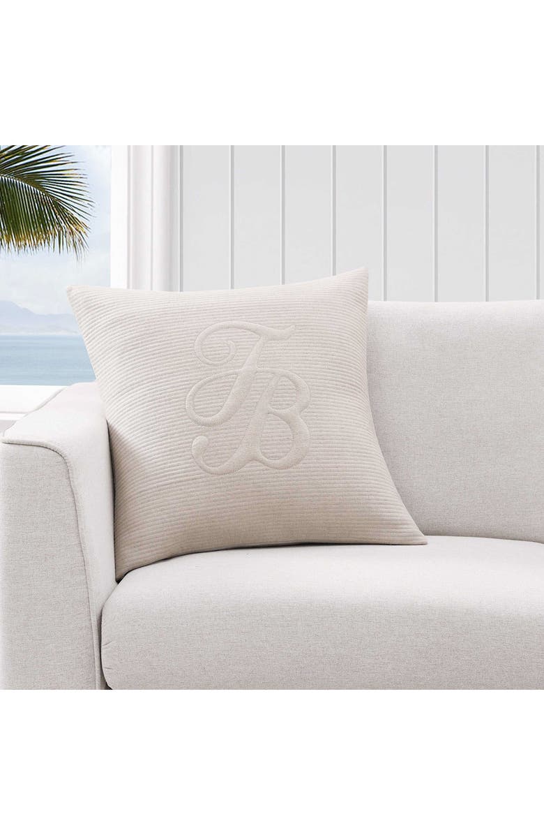 Tommy Bahama Island Estate Quilted Logo Linen Blend Accent Pillow, Alternate, color, Natural