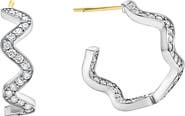 LAGOS Caviar Spark Diamond Wave Hoop Earrings