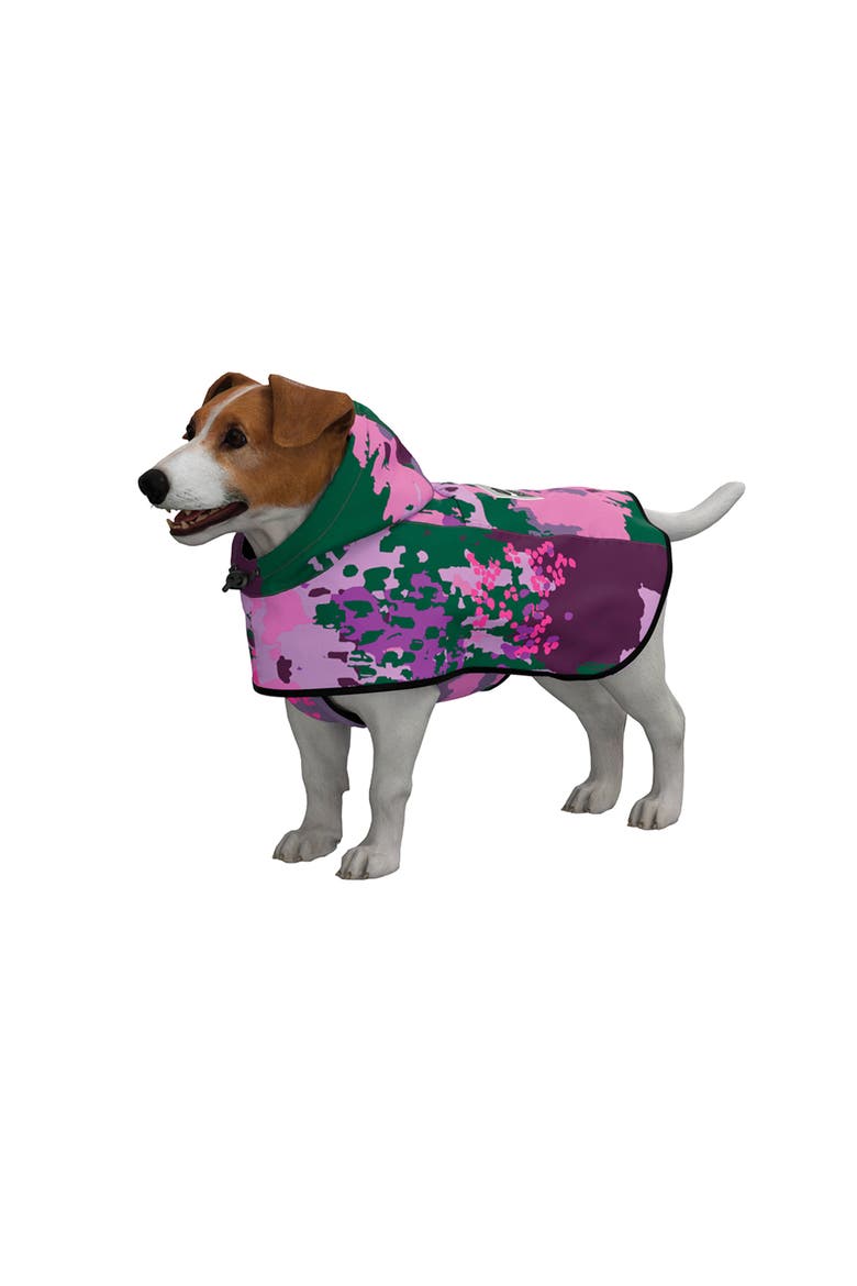 Dog Rain Poncho Digi Spring, Alternate, color, Pink