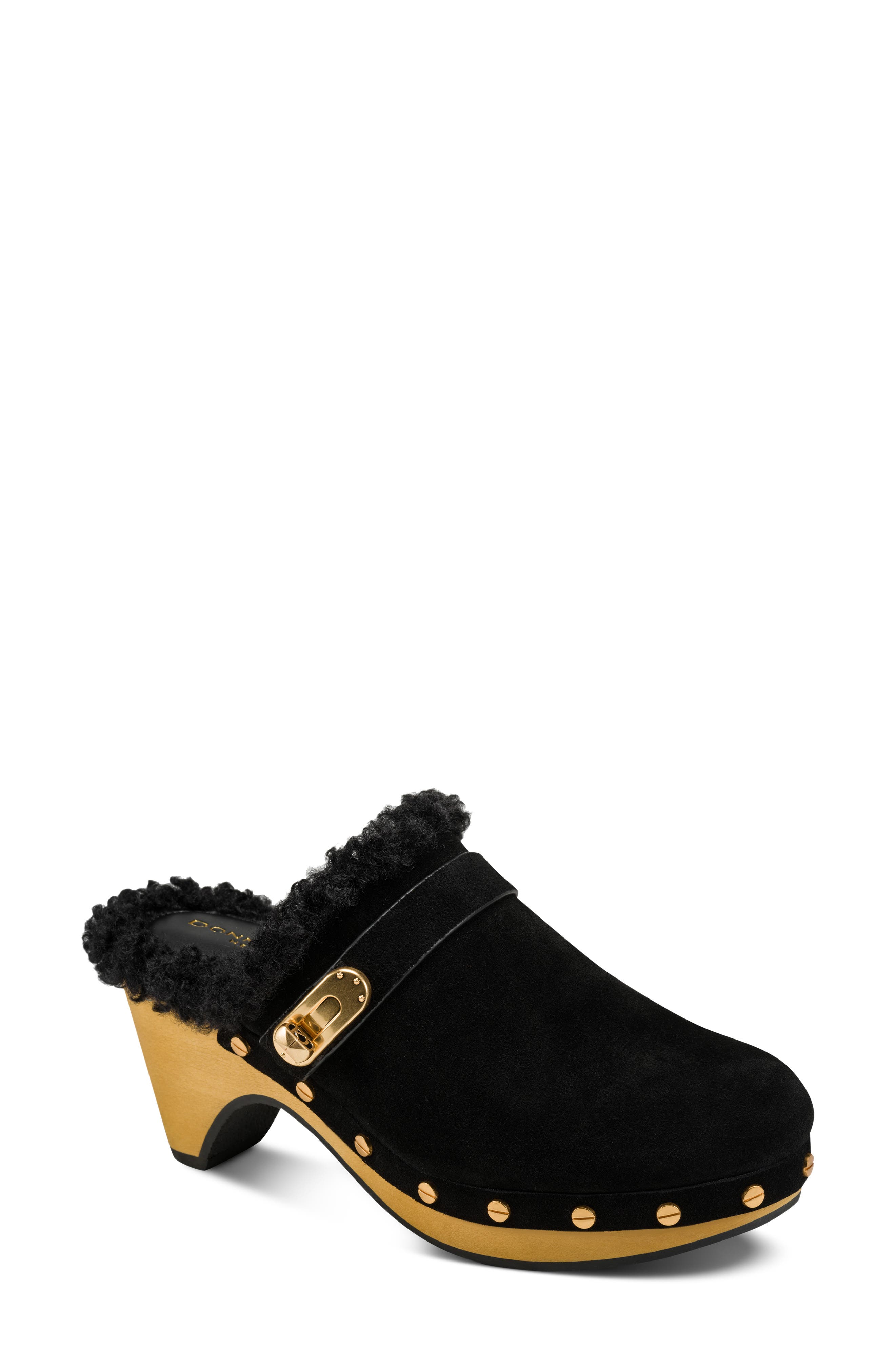 Idella Faux Shearling Clog, Main, color, BLACK